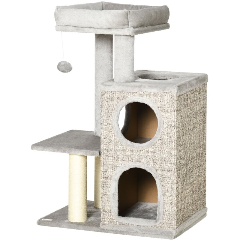 foto del prodotto tiragraffi per gatti in truciolato peluche e corda di sisal grigio pawhut