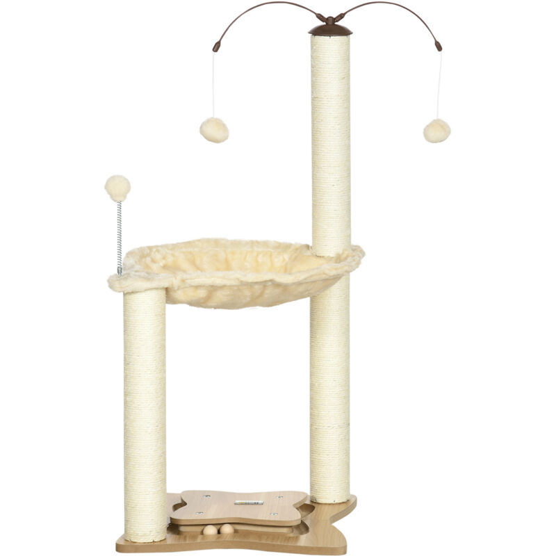 foto del prodotto tiragraffi per gatti max 5kg in sisal mdf e peluche beige pawhut