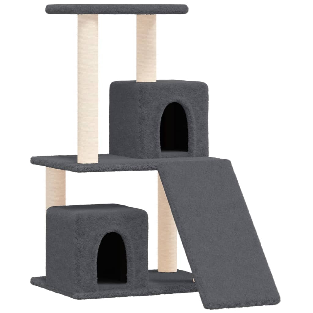 foto del prodotto tiragraffi per gatti mobile torre arrampicata giocattolo tiragraffi piattaforma da arrampicata con tiragraffi in sisal scuro 82 cm grigio 02 0022704