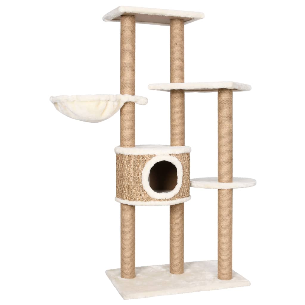 foto del prodotto tiragraffi per gatti mobili per arrampicata su torre raschietto per gatti piattaforma da arrampicata con tiragraffi 126 cm alghe beige 02 0022446