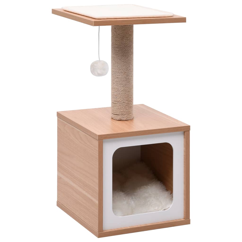 foto del prodotto tiragraffi per gatti mobili per arrampicata su torre tiragraffi piattaforma da arrampicata con tappetino tiragraffi in sisal 62 cm marrone 02 0022738