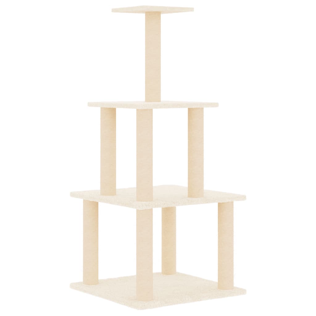 foto del prodotto tiragraffi per gatti mobili per arrampicata su torre tiragraffi piattaforma da arrampicata con tiragraffi in sisal 111 cm crema 02 0022459