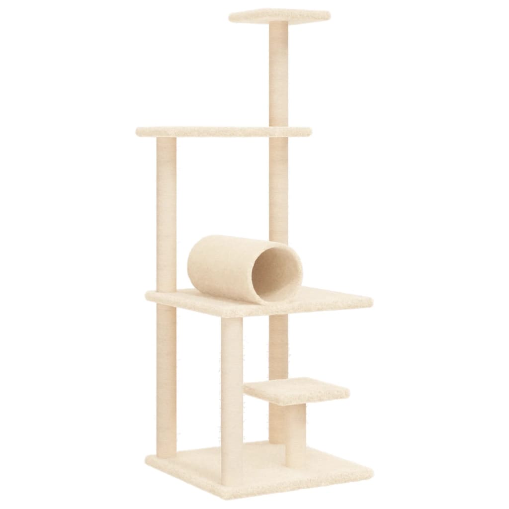 foto del prodotto tiragraffi per gatti mobili per arrampicata su torre tiragraffi piattaforma da arrampicata con tiragraffi in sisal 136 cm crema 02 0022471