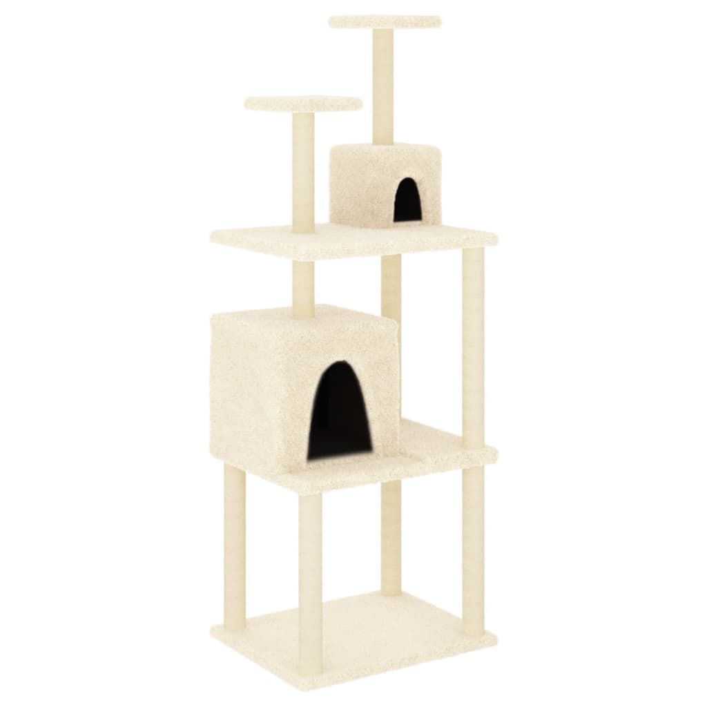 foto del prodotto tiragraffi per gatti mobili per arrampicata su torre tiragraffi piattaforma da arrampicata con tiragraffi in sisal 167 cm crema 02 0022494