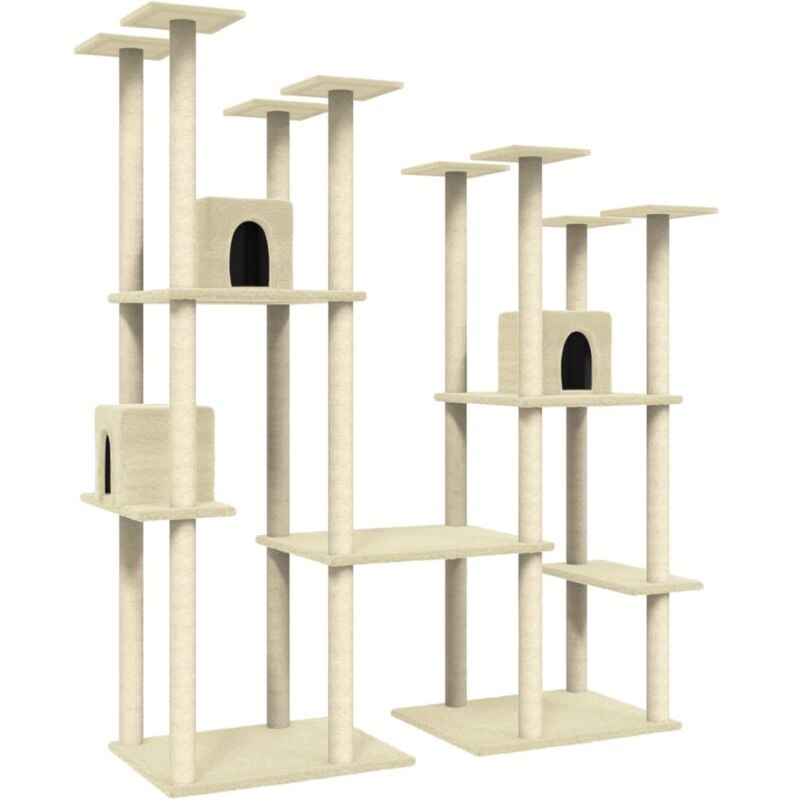 foto del prodotto tiragraffi per gatti mobili per arrampicata su torre tiragraffi piattaforma da arrampicata con tiragraffi in sisal 174 cm crema 020022498