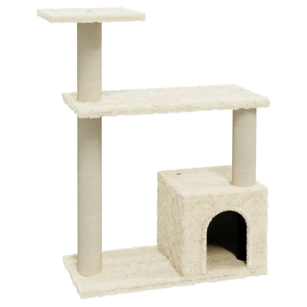 foto del prodotto tiragraffi per gatti mobili per arrampicata su torre tiragraffi piattaforma da arrampicata con tiragraffi in sisal 70 cm crema 02 0022519