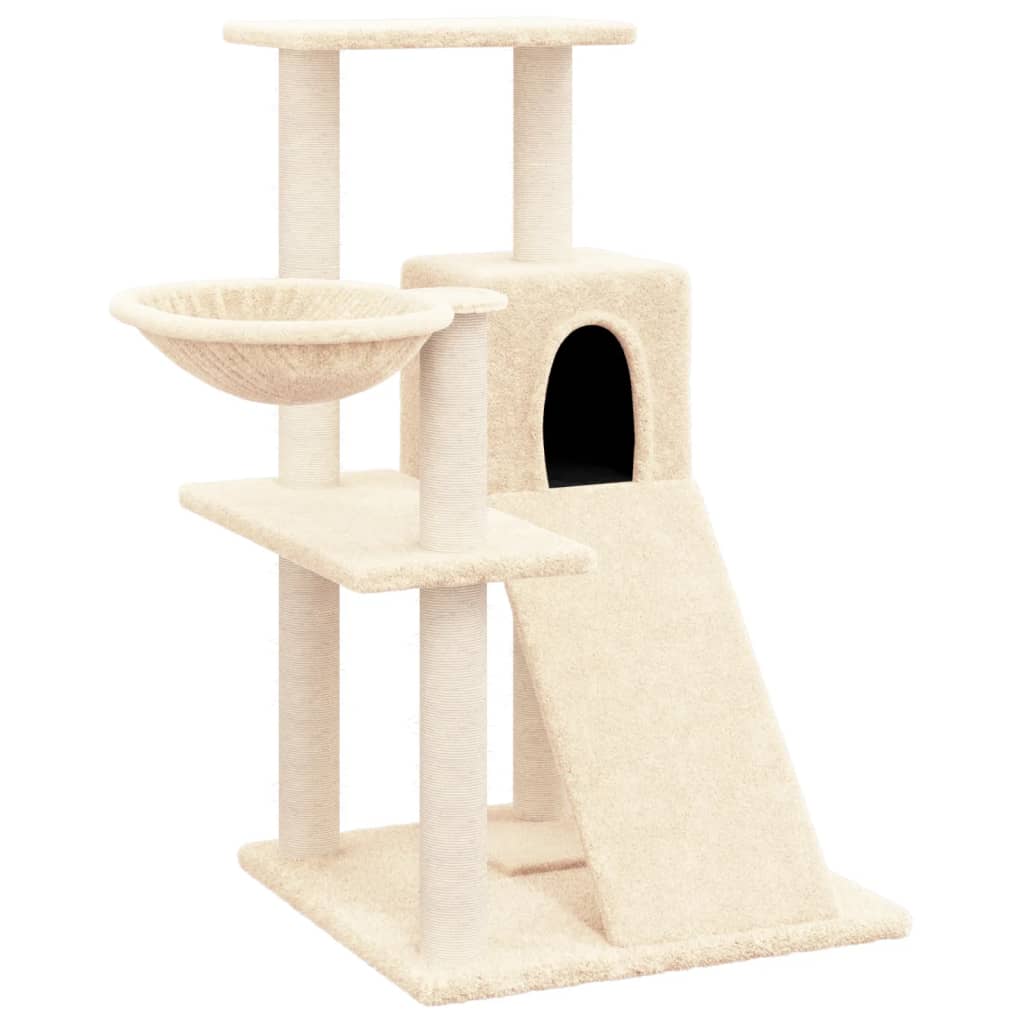 foto del prodotto tiragraffi per gatti mobili per arrampicata su torre tiragraffi piattaforma da arrampicata con tiragraffi in sisal 82 cm crema 02 0022521