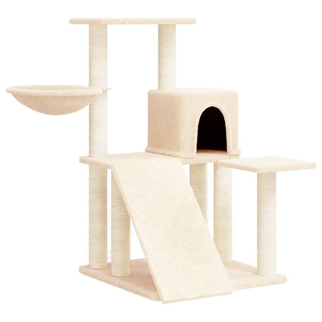 foto del prodotto tiragraffi per gatti mobili per arrampicata su torre tiragraffi piattaforma da arrampicata con tiragraffi in sisal 82 cm crema 02 0022524