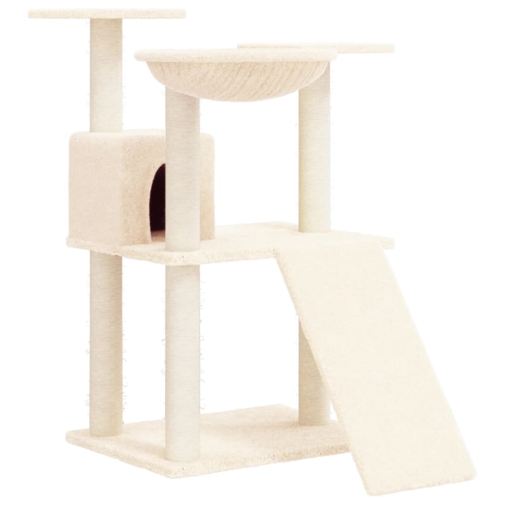foto del prodotto tiragraffi per gatti mobili per arrampicata su torre tiragraffi piattaforma da arrampicata con tiragraffi in sisal 83 cm crema 02 0022526