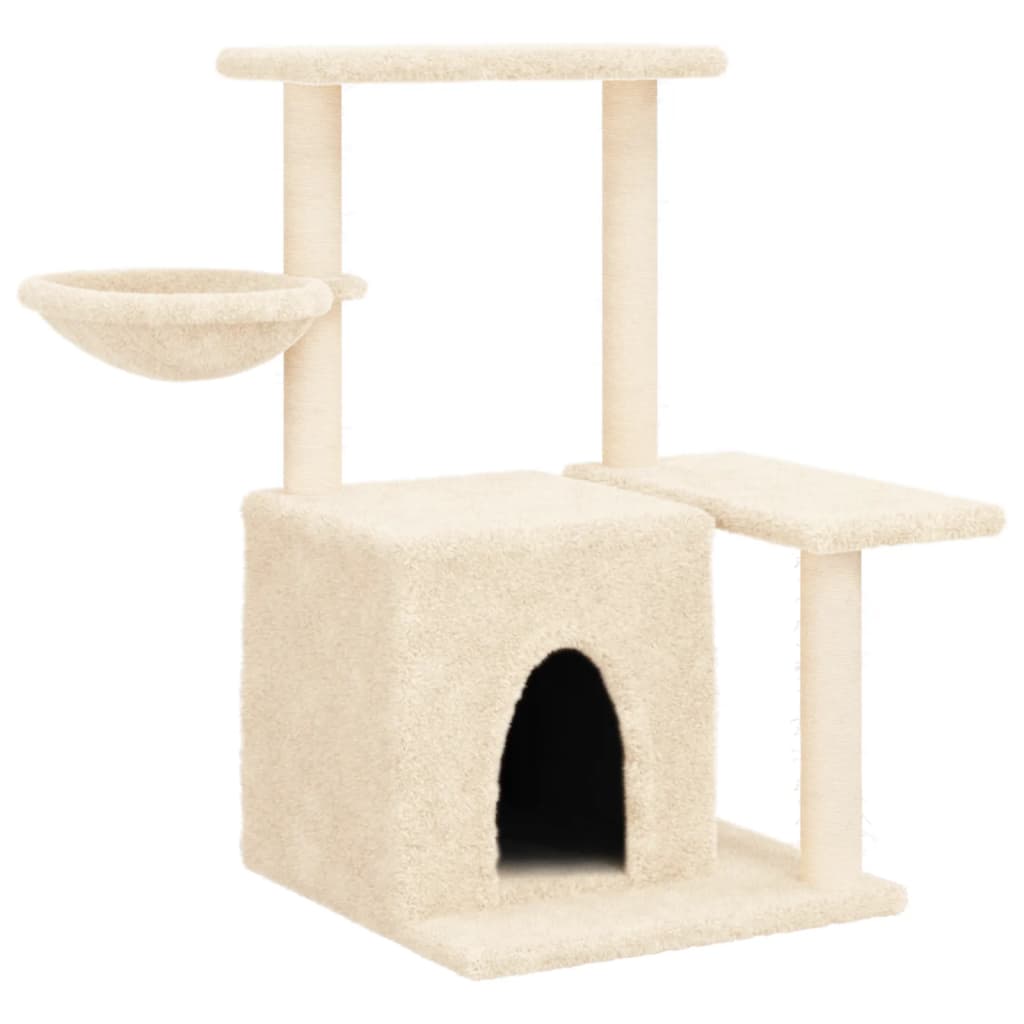 foto del prodotto tiragraffi per gatti mobili per arrampicata su torre tiragraffi piattaforma da arrampicata con tiragraffi in sisal 83 cm crema 02 0022527