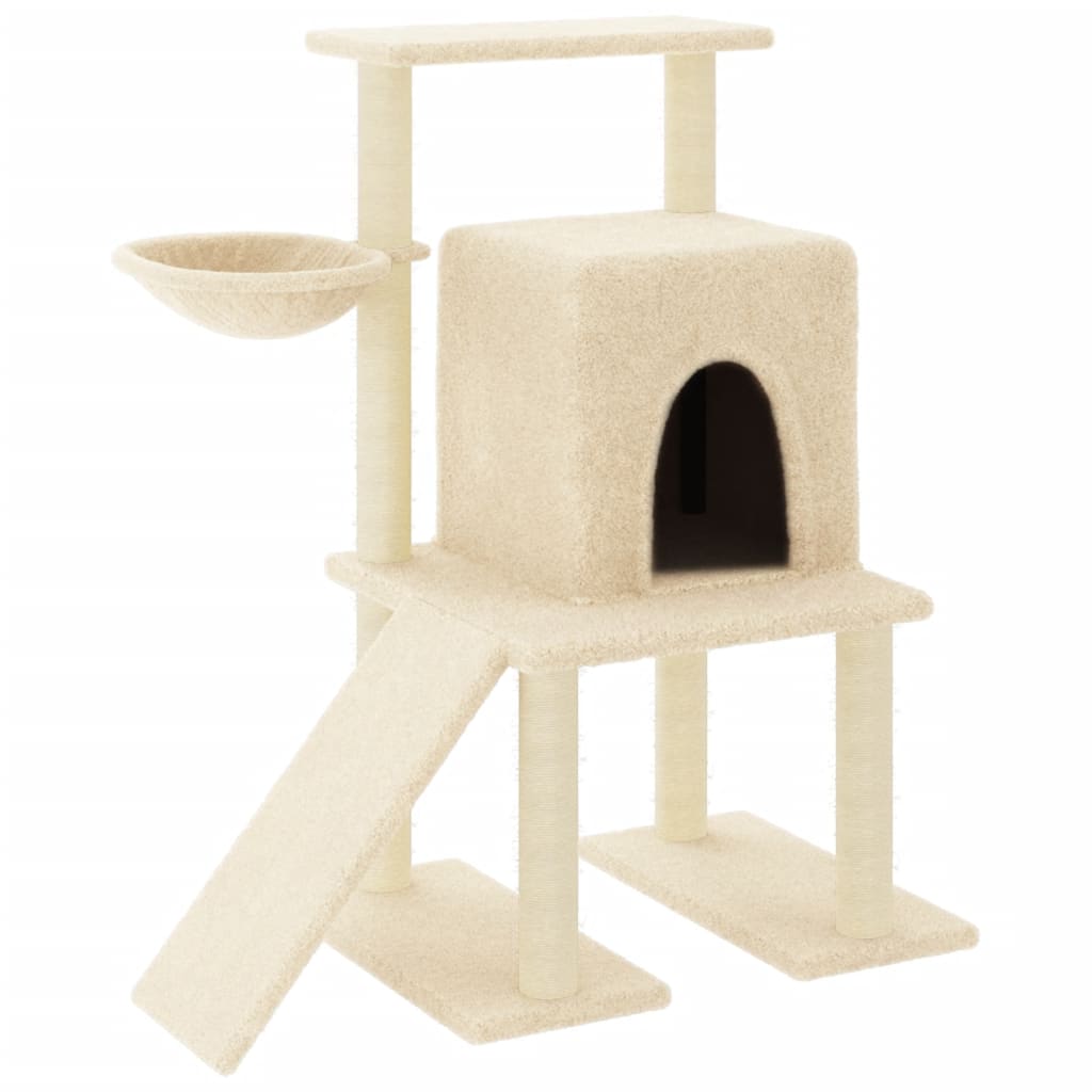 foto del prodotto tiragraffi per gatti mobili per arrampicata su torre tiragraffi piattaforma da arrampicata con tiragraffi in sisal 96,5 cm crema 02 0022537