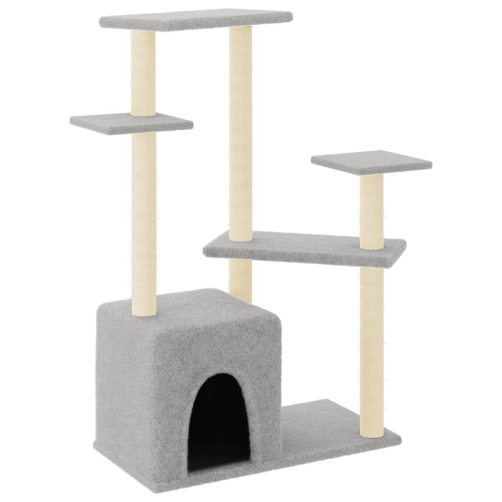 foto del prodotto tiragraffi per gatti mobili per arrampicata su torre tiragraffi piattaforma da arrampicata con tiragraffi in sisal leggero 107,5 cm grigio 020022544