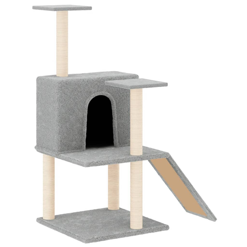 foto del prodotto tiragraffi per gatti mobili per arrampicata su torre tiragraffi piattaforma da arrampicata con tiragraffi in sisal leggero 109 cm grigio 020022546