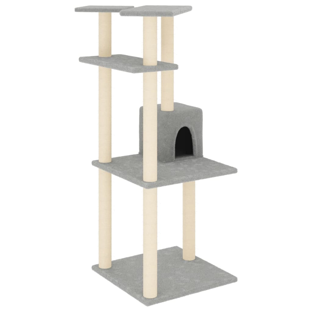 foto del prodotto tiragraffi per gatti mobili per arrampicata su torre tiragraffi piattaforma da arrampicata con tiragraffi in sisal leggero 123 cm grigio 02 0022557