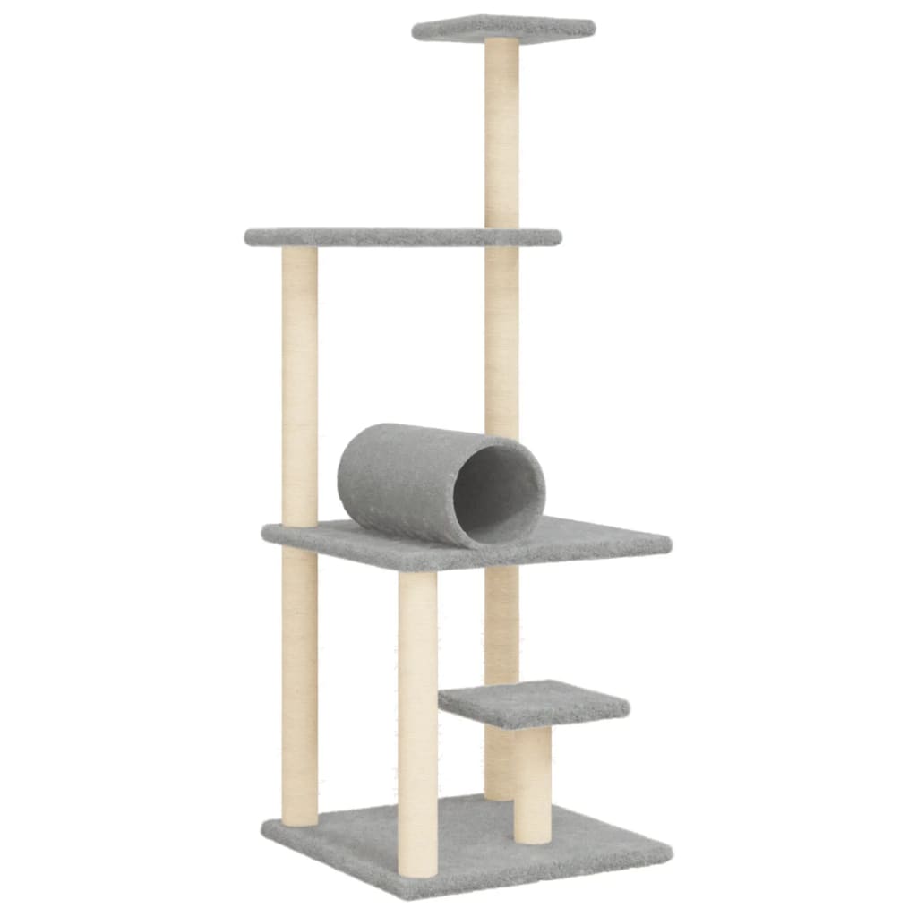 foto del prodotto tiragraffi per gatti mobili per arrampicata su torre tiragraffi piattaforma da arrampicata con tiragraffi in sisal leggero 136 cm grigio 02 0022564