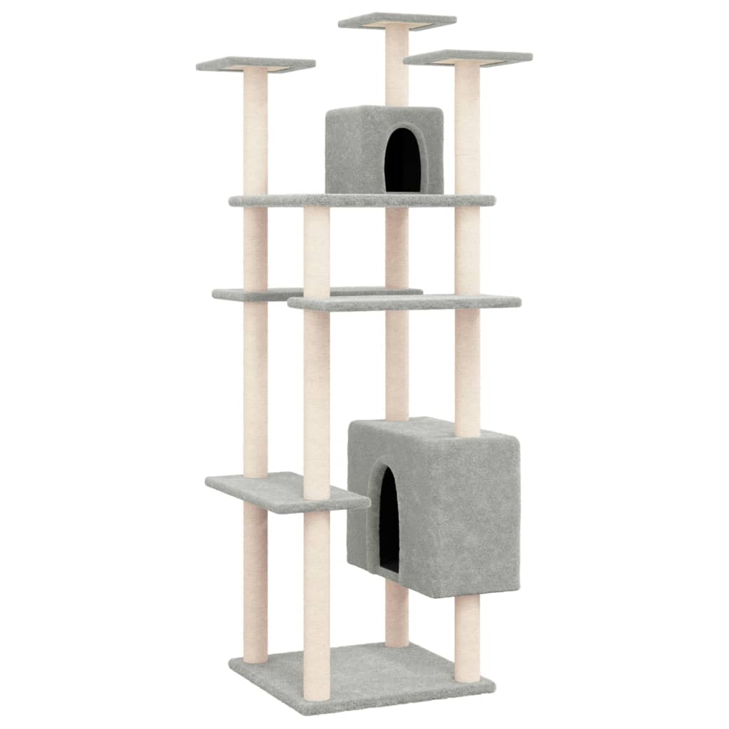 foto del prodotto tiragraffi per gatti mobili per arrampicata su torre tiragraffi piattaforma da arrampicata con tiragraffi in sisal leggero 162 cm grigio 02 0022582