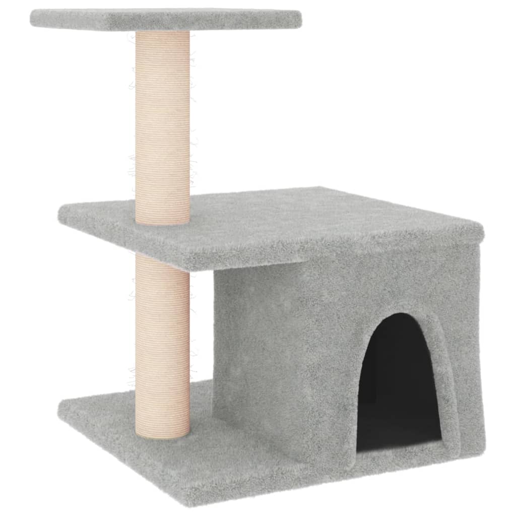 foto del prodotto tiragraffi per gatti mobili per arrampicata su torre tiragraffi piattaforma da arrampicata con tiragraffi in sisal leggero 48 cm grigio 02 0022606