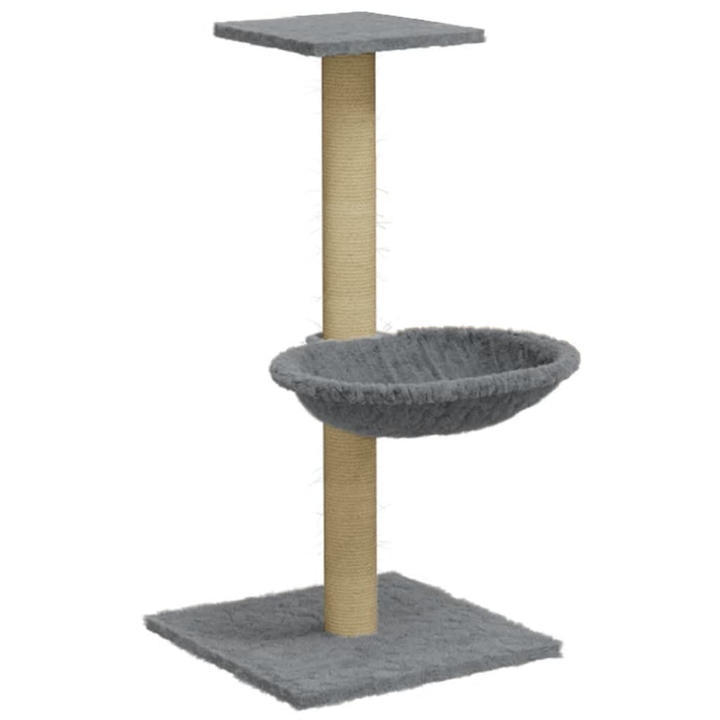 foto del prodotto tiragraffi per gatti mobili per arrampicata su torre tiragraffi piattaforma da arrampicata con tiragraffi in sisal leggero 74 cm grigio 02 0022441