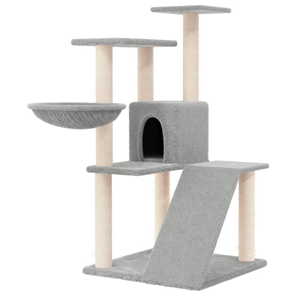foto del prodotto tiragraffi per gatti mobili per arrampicata su torre tiragraffi piattaforma da arrampicata con tiragraffi in sisal leggero 94 cm grigio 02 0022628