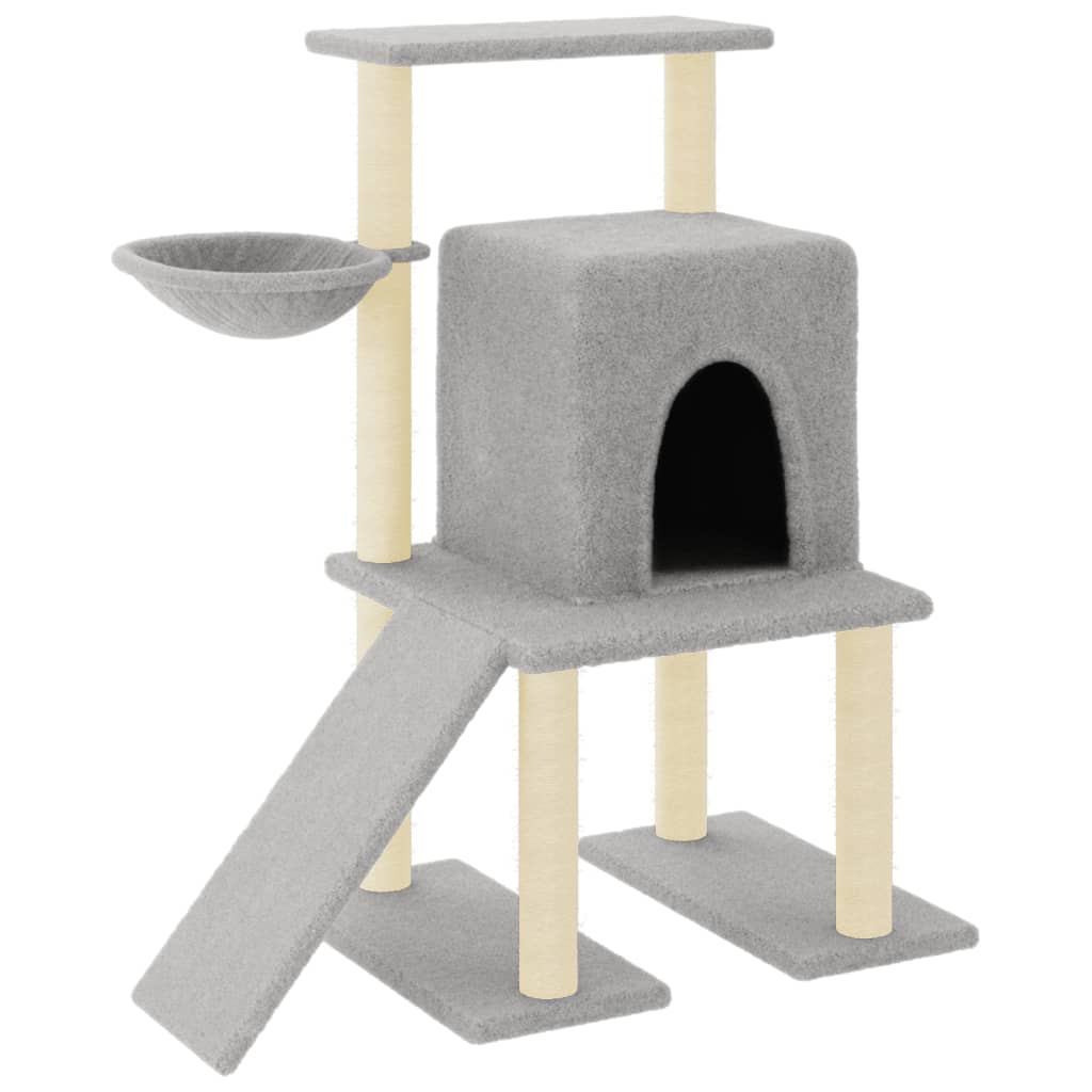 foto del prodotto tiragraffi per gatti mobili per arrampicata su torre tiragraffi piattaforma da arrampicata con tiragraffi in sisal leggero 96,5 cm grigio 02 0022632