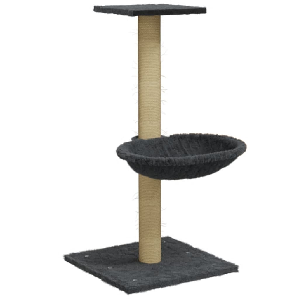 foto del prodotto tiragraffi per gatti mobili per arrampicata su torre tiragraffi piattaforma da arrampicata con tiragraffi in sisal scuro 74 cm grigio 02 0022444