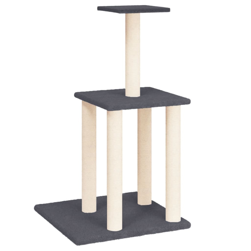 foto del prodotto tiragraffi per gatti mobili per arrampicata su torre tiragraffi piattaforma da arrampicata con tiragraffi in sisal scuro 85,5 cm grigio 02 0022713