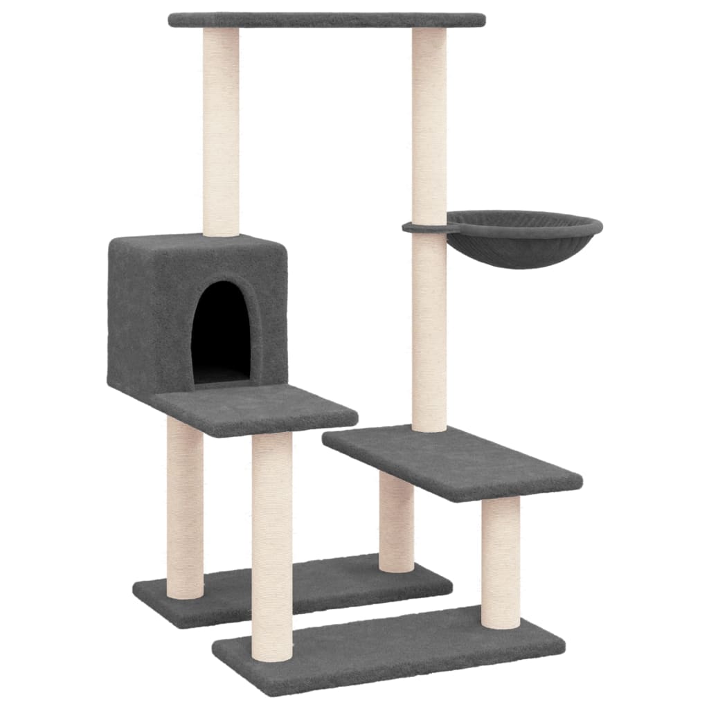 foto del prodotto tiragraffi per gatti mobili per arrampicata su torre tiragraffi piattaforma da arrampicata con tiragraffi in sisal scuro 94,5 cm grigio 02 0022717