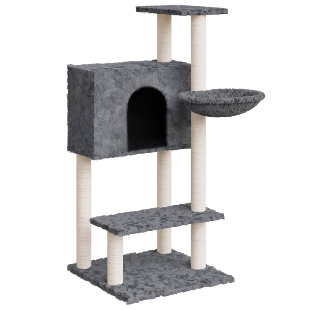 foto del prodotto tiragraffi per gatti mobili per arrampicata sulla torre tiragraffi tiragraffi piattaforma per arrampicata con tiragraffi in sisal scuro 108,5 cm grigio 02 0022639