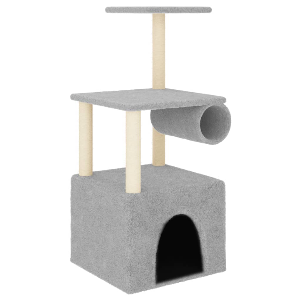 foto del prodotto tiragraffi per gatti mobili torre da arrampicata giocattolo tiragraffi piattaforma da arrampicata con tiragraffi in sisal leggero 109,5 cm grigio 02 0022547