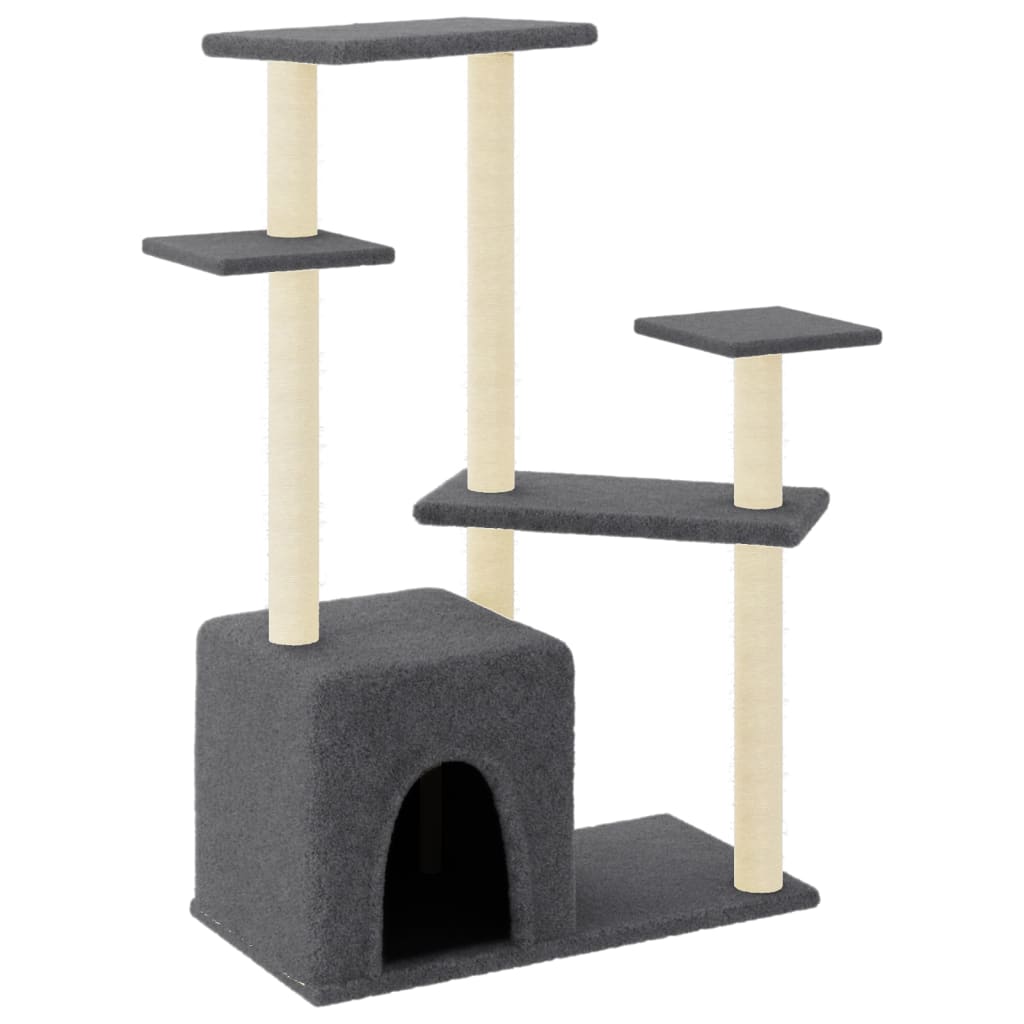 foto del prodotto tiragraffi per gatti mobili torre da arrampicata giocattolo tiragraffi piattaforma da arrampicata con tiragraffi in sisal scuro 107,5 cm grigio 02 0022638