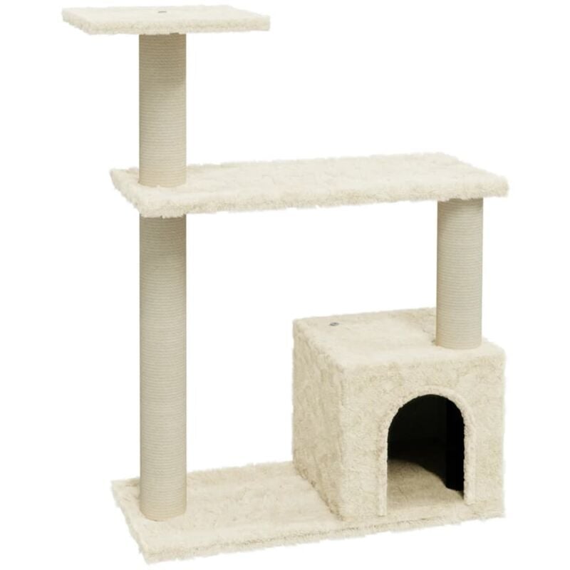 foto del prodotto tiragraffi per gatti mobili tower climb toy piattaforma da arrampicata con tiragraffi in sisal 70 cm crema
