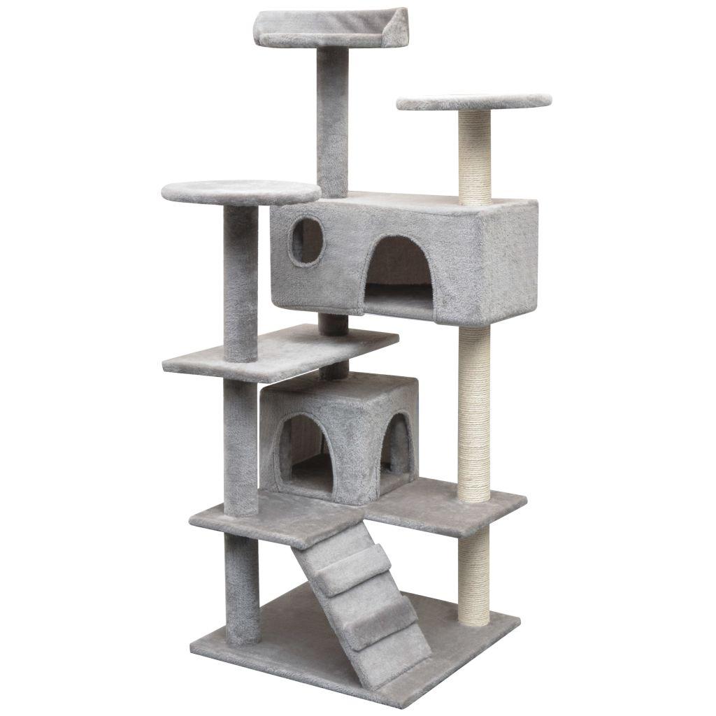 foto del prodotto tiragraffi per gatti nicchia peluche in sisal 125 cm grigio 3702272