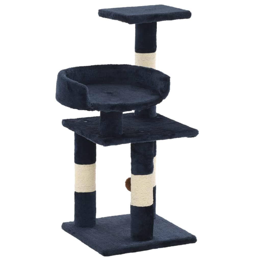 foto del prodotto tiragraffi per gatti nicchia peluche in sisal 65 cm blu 3702053