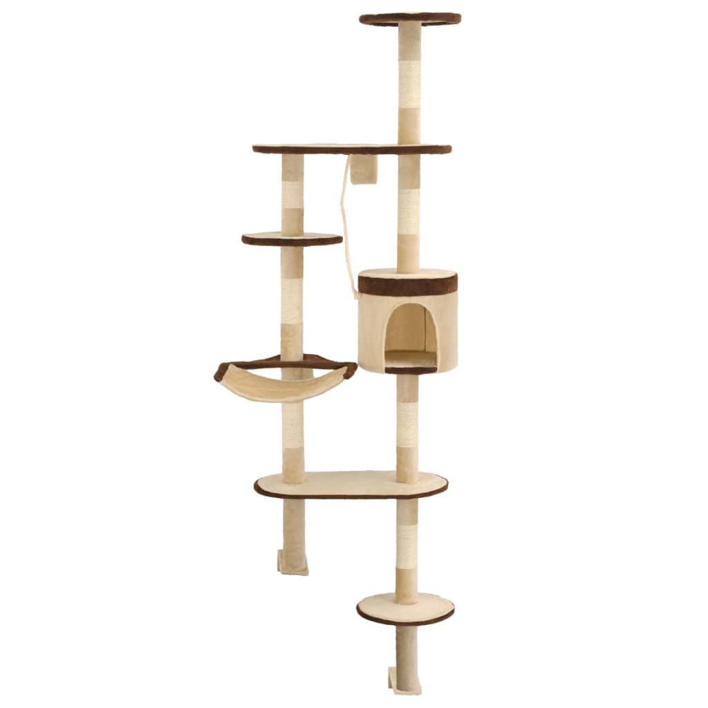 foto del prodotto tiragraffi per gatti nicchia peluche in sisal montaggio a parete 194 cm beige e marrone 3702091