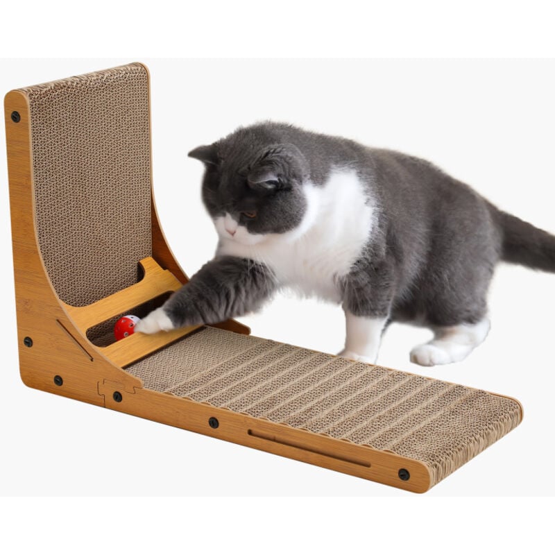 foto del prodotto tiragraffi per gatti tiragraffi per gatti a forma di l con giochi per gatti - swanew