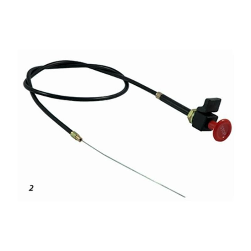 foto del prodotto tirante stop motore,cavo lunghezza 1200mm con leva d arresto e pomello stop rosso