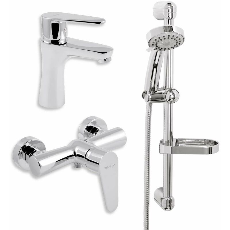 foto del prodotto titania fresh set miscelatori per lavabo e doccia con accessori, cromo sada96061 novaservis