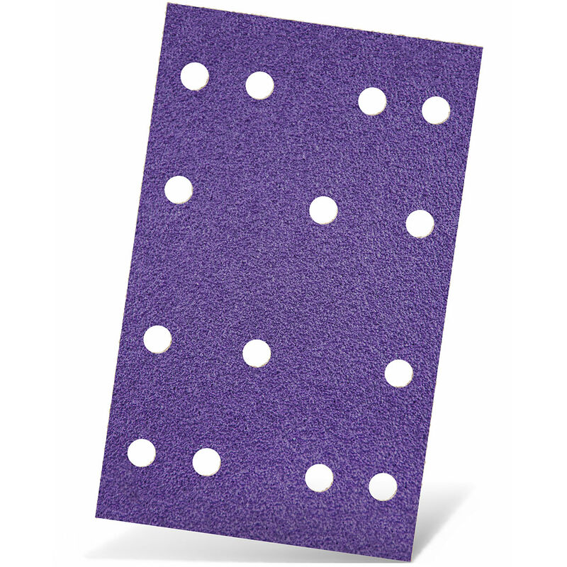 foto del prodotto titanium hd carte abrasive velcrate, 133 x 80 mm, 14 fori, p. levigatrici orbitali, miscela di ceramica 50 pz. g600 menzer