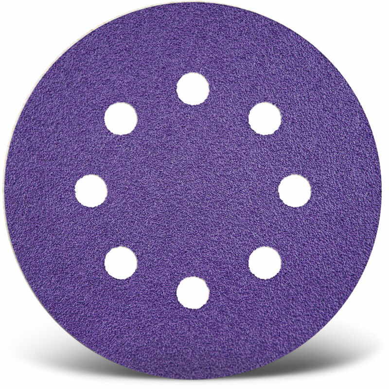 foto del prodotto titanium hd dischi abrasivi velcrati, 125 mm, 8 fori, p. levigatrici rotorbitali, miscela di ceramica 50 pz. g180 menzer