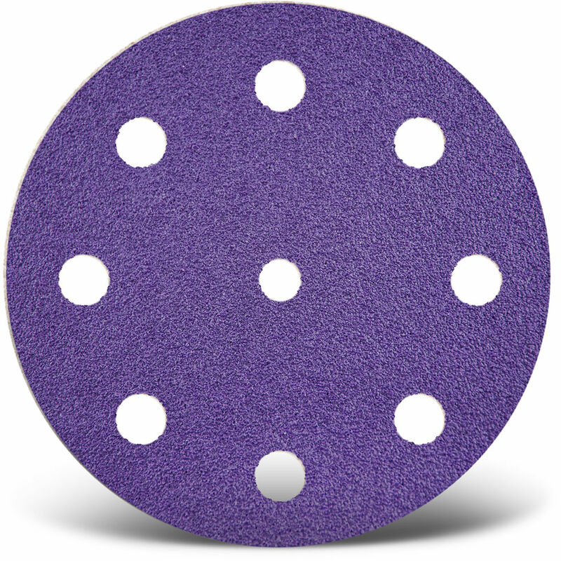 foto del prodotto titanium hd dischi abrasivi velcrati, 125 mm, 9 fori, p. levigatrici rotorbitali, miscela di ceramica 50 pz. g1000 menzer