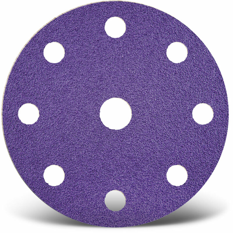 foto del prodotto titanium hd dischi abrasivi velcrati, 150 mm, 9 fori, p. levigatrici rotorbitali, miscela di ceramica 50 pz. g320 menzer