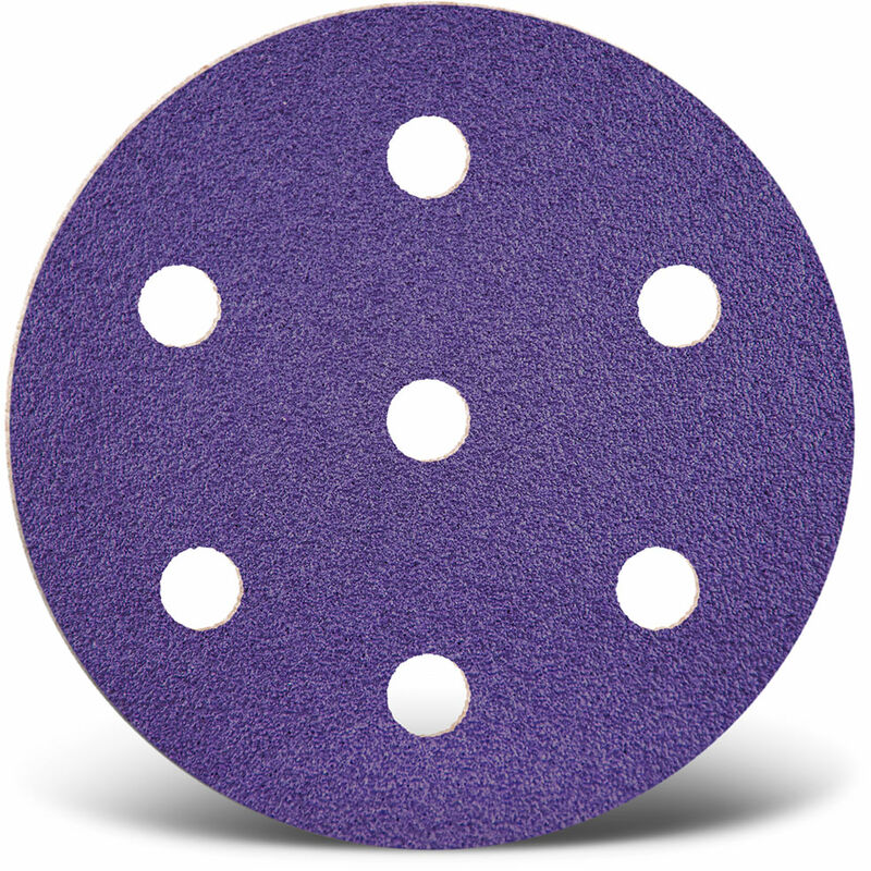 foto del prodotto titanium hd dischi abrasivi velcrati, 90 mm, 7 fori, p. levigatrici rotorbitali, miscela di ceramica 50 pz. g180 menzer