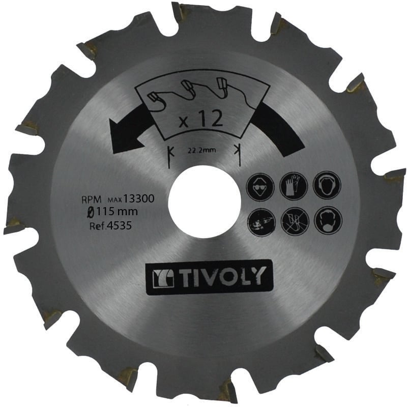 foto del prodotto tivoly 1 lama per sega d125mm foro 22,22mm 12 denti in metallo duro per smerigliatrice per tagliare tutti i tipi di legno