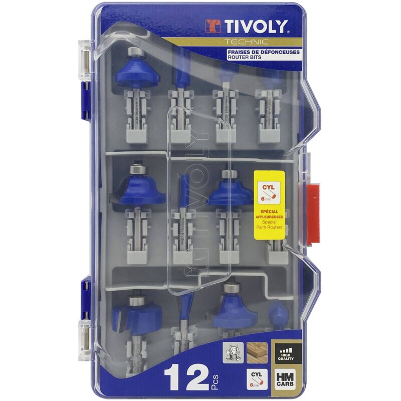 foto del prodotto tivoly confezione da 12 frese forme assortite, gambo 6mm