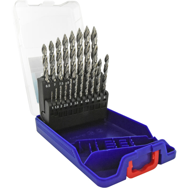 foto del prodotto tivoly confezione da 19 punte per metallo tsp hss, taglio rettificato affilatura smart point da 1 a 10 mm