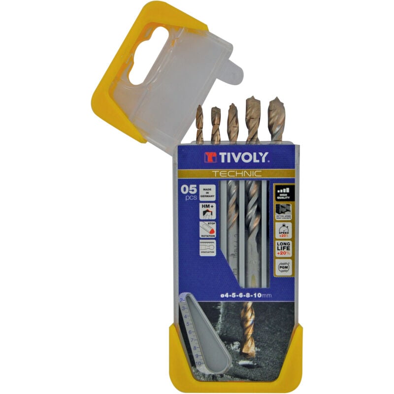 foto del prodotto tivoly confezione da 5 punte graduate beton technic contenenti 4 5 6 8 10mm