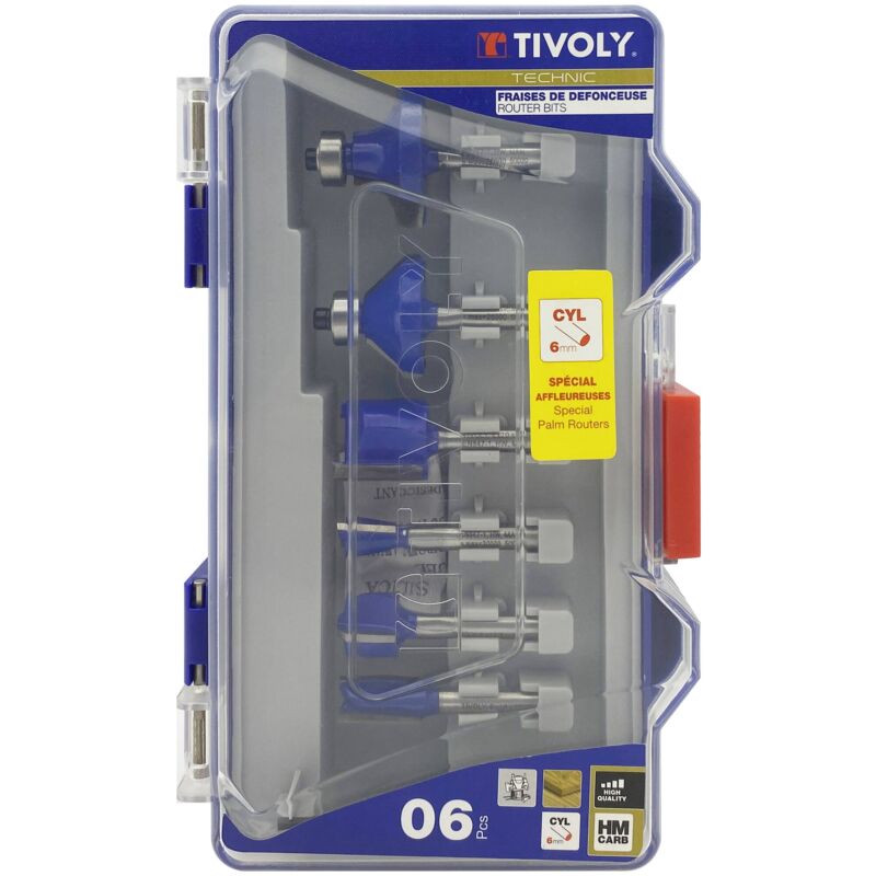 foto del prodotto tivoly confezione da 6 frese forme assortite gambo 6mm