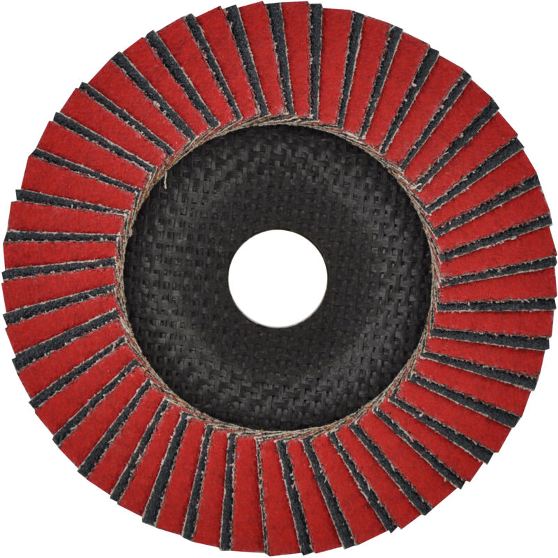 foto del prodotto tivoly disco lamellare in ceramica e zirconio 115 mm grana di corindone 50 finitura eccellente per sverniciatura intensiva su metalli