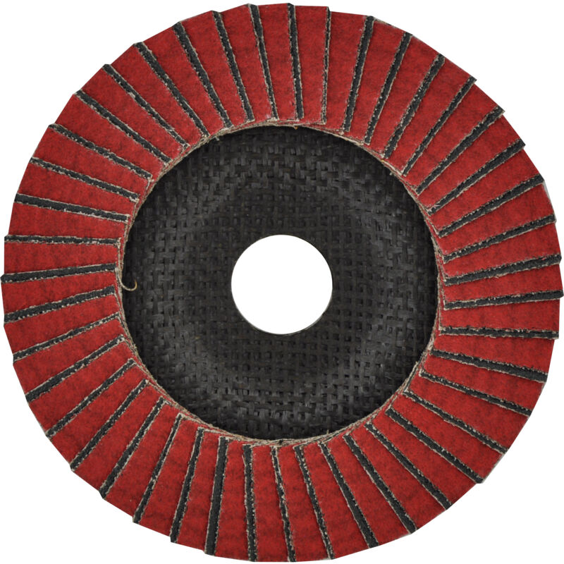 foto del prodotto tivoly disco lamellare in ceramica e zirconio 125mm grana di corindone 80 finitura eccellente per sverniciatura intensiva su metalli 