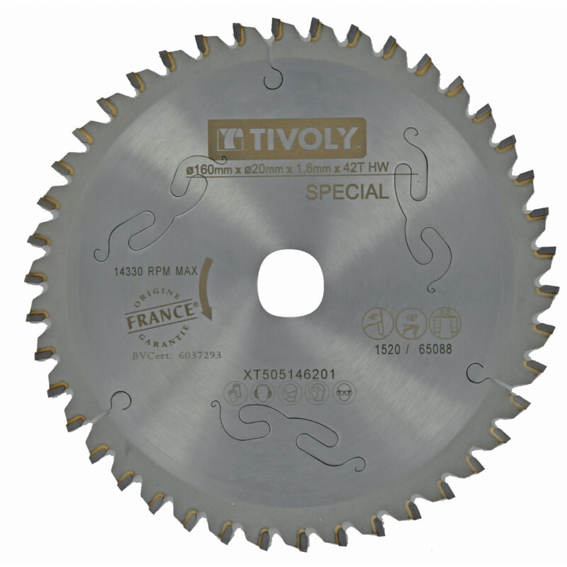foto del prodotto tivoly lama per sega circolare 160mm 42 denti in metallo duro ottima finitura per sega portatile per taglio multimateriale